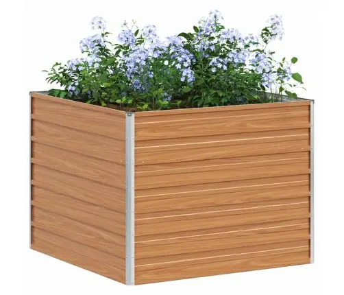 Augstā Puķu Kaste Gaiši Brūns 100 X 100 X 77 Cm Cinkots Tērauds Vidaxl