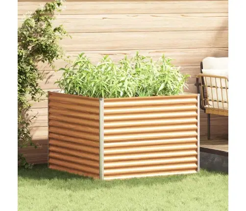 Augstā Puķu Kaste Gaiši Brūns 98 X 100 X 68 Cm Cinkots Tērauds Vidaxl