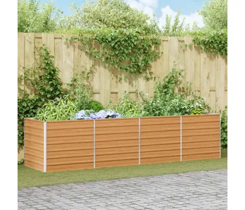 Augstā Puķu Kaste Gaiši Brūns 320 X 80 X 77 Cm Cinkots Tērauds Vidaxl