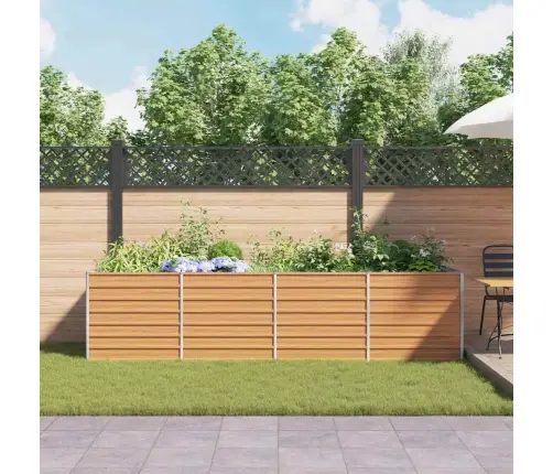 Augstā Puķu Kaste Gaiši Brūns 320 X 80 X 77 Cm Cinkots Tērauds Vidaxl