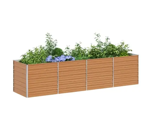 Augstā Puķu Kaste Gaiši Brūns 320 X 80 X 77 Cm Cinkots Tērauds Vidaxl