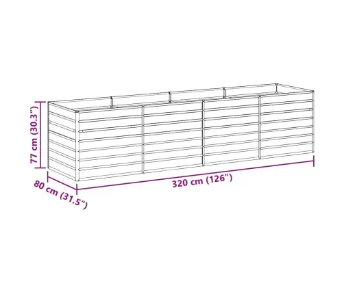 Augstā Puķu Kaste Gaiši Brūns 320 X 80 X 77 Cm Cinkots Tērauds Vidaxl
