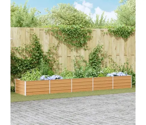 Augstā Puķu Kaste Gaiši Brūns 400 X 80 X 45 Cm Cinkots Tērauds Vidaxl