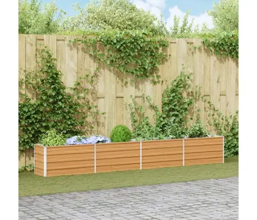 Augstā Puķu Kaste Gaiši Brūns 320 X 40 X 45 Cm Cinkots Tērauds Vidaxl