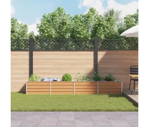 Augstā Puķu Kaste Gaiši Brūns 320 X 40 X 45 Cm Cinkots Tērauds Vidaxl