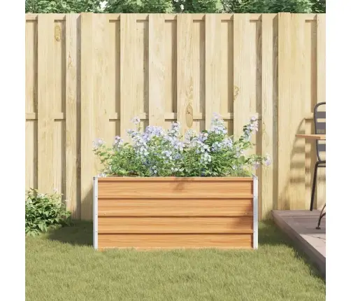 Augstā Puķu Kaste Gaiši Brūns 100 X 100 X 45 Cm Cinkots Tērauds Vidaxl
