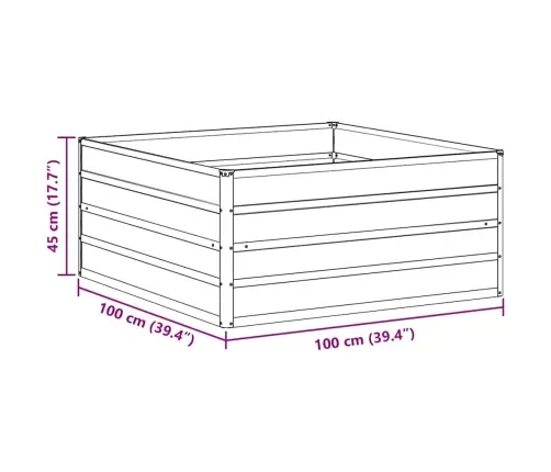 Augstā Puķu Kaste Gaiši Brūns 100 X 100 X 45 Cm Cinkots Tērauds Vidaxl