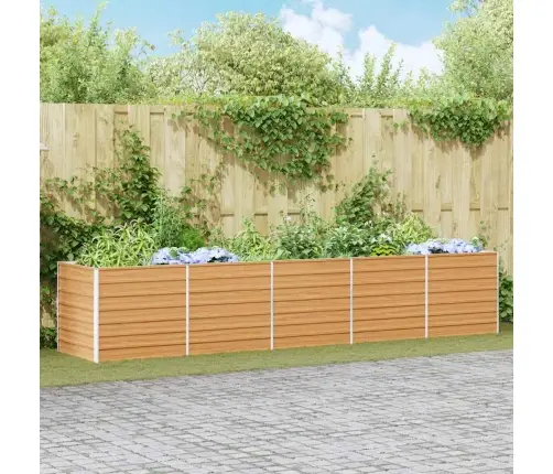 Augstā Puķu Kaste Gaiši Brūns 400 X 80 X 77 Cm Cinkots Tērauds Vidaxl