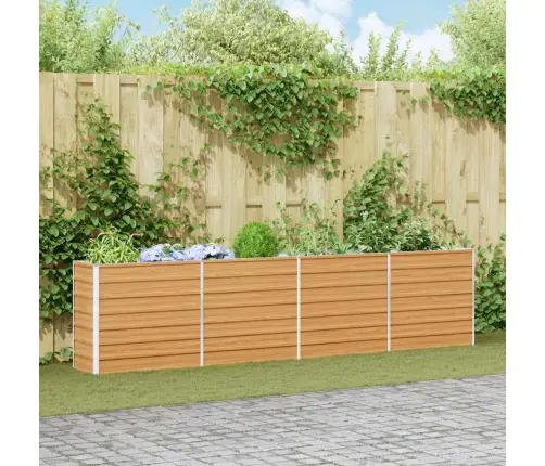 Augstā Puķu Kaste Gaiši Brūns 320 X 40 X 77 Cm Cinkots Tērauds Vidaxl