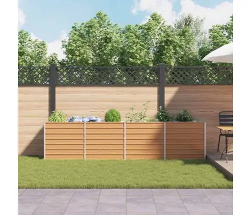 Augstā Puķu Kaste Gaiši Brūns 320 X 40 X 77 Cm Cinkots Tērauds Vidaxl