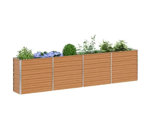 Augstā Puķu Kaste Gaiši Brūns 320 X 40 X 77 Cm Cinkots Tērauds Vidaxl