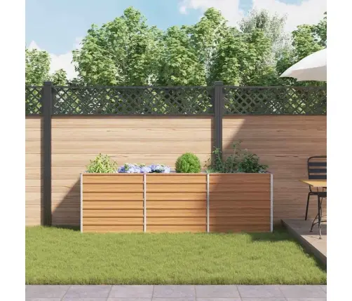 Augstā Puķu Kaste Gaiši Brūns 240 X 40 X 77 Cm Cinkots Tērauds Vidaxl