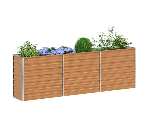 Augstā Puķu Kaste Gaiši Brūns 240 X 40 X 77 Cm Cinkots Tērauds Vidaxl