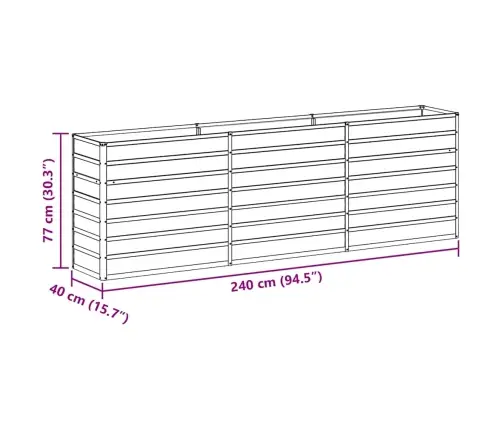 Augstā Puķu Kaste Gaiši Brūns 240 X 40 X 77 Cm Cinkots Tērauds Vidaxl