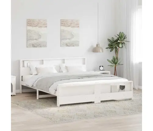 Gultas Rāmis Balts 200 X 200 Cm Priedes Masīvkoks Vidaxl