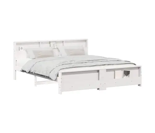 Gultas Rāmis Balts 200 X 200 Cm Priedes Masīvkoks Vidaxl