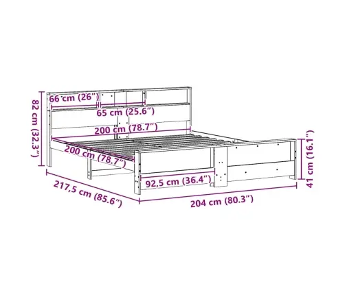 Gultas Rāmis Balts 200 X 200 Cm Priedes Masīvkoks Vidaxl