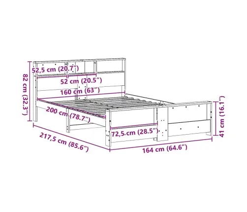 Voodi Raam Peaga Pruun 160 X 200 Cm Tehispuit