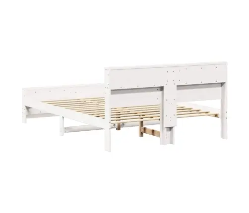 Gultas Rāmis Balts 150 X 200 Cm Priedes Masīvkoks Vidaxl