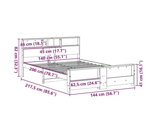 Gultas Rāmis Brūna 140 X 200 Cm Priedes Masīvkoks Vidaxl