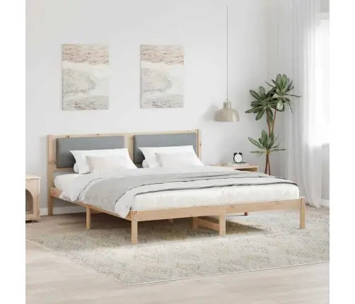 Gultas Rāmis Gaiši Pelēks 200 X 200 Cm Ciets Priedes Koks Vidaxl