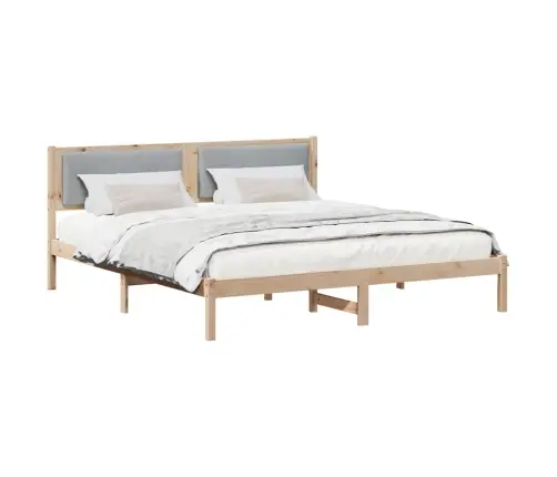 Gultas Rāmis Gaiši Pelēks 200 X 200 Cm Ciets Priedes Koks Vidaxl