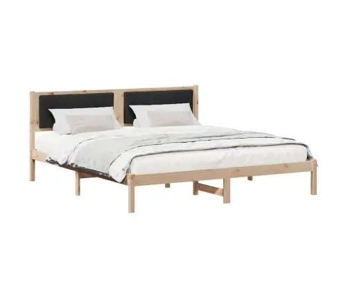 Voodi Raam Peaga Must 200 X 200 Cm Tahke Mänd