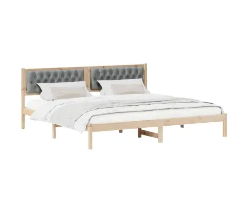 Gultas Rāmis Ar Galvas Klāju Gaiši Pelēks 200 X 200 Cm Audums Vidaxl