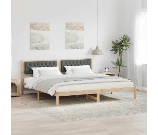 Gultas Rāmis Ar Galvas Klāju Tumši Pelēks 200 X 200 Cm Audums Vidaxl