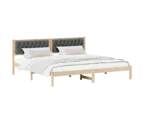 Gultas Rāmis Ar Galvas Klāju Tumši Pelēks 200 X 200 Cm Audums Vidaxl