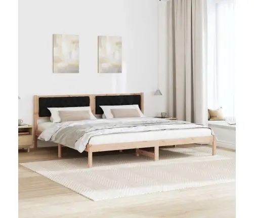 Gultas Rāmis Ar Galvas Klāju Melna 200 X 200 Cm Audums Vidaxl