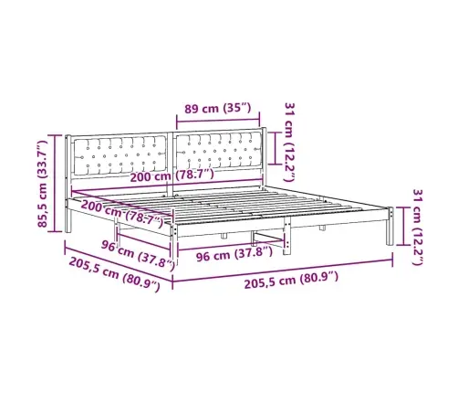 Lovos Rėmas Taupe 200 X 200 Cm Kietos Pušies Mediena