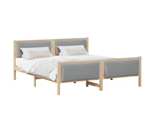 Gultas Rāmis Ar Galvas Klāju Gaiši Pelēks 200 X 200 Cm Audums Vidaxl