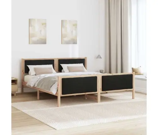 Voodi Raam Peaga Must 200 X 200 Cm Kangas