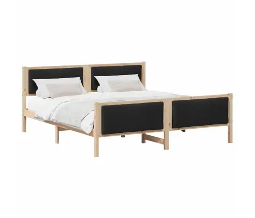 Voodi Raam Peaga Must 200 X 200 Cm Kangas