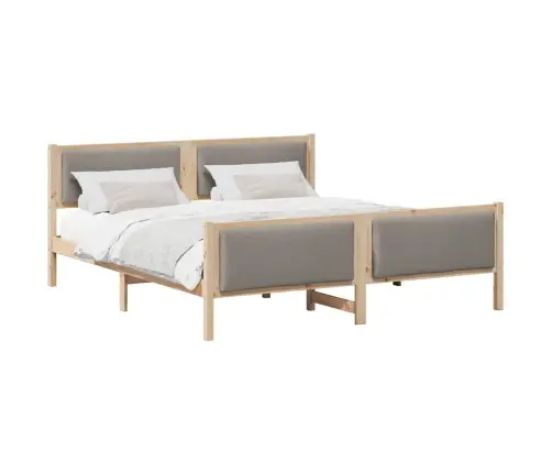 Gultas Rāmis Ar Galvas Klāju Pelēkbrūna 200 X 200 Cm Audums Vidaxl