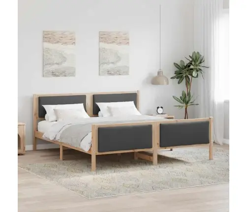 Gultas Rāmis Ar Galvas Klāju Tumši Pelēks 180 X 200 Cm Audums Vidaxl