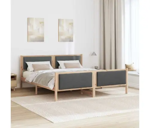 Gultas Rāmis Ar Galvas Klāju Tumši Pelēks 180 X 200 Cm Audums Vidaxl