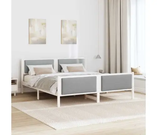 Gultas Rāmis Ar Galvas Klāju Gaiši Pelēks 180 X 200 Cm Audums Vidaxl