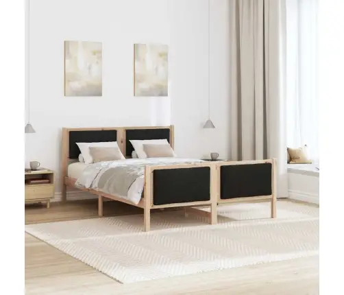 Gultas Rāmis Ar Galvas Klāju Melna 150 X 200 Cm Audums Vidaxl