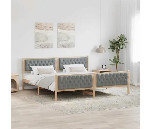 Gultas Rāmis Ar Galvas Klāju Gaiši Pelēks 200 X 200 Cm Audums Vidaxl