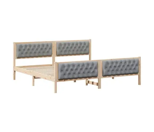 Gultas Rāmis Ar Galvas Klāju Gaiši Pelēks 200 X 200 Cm Audums Vidaxl