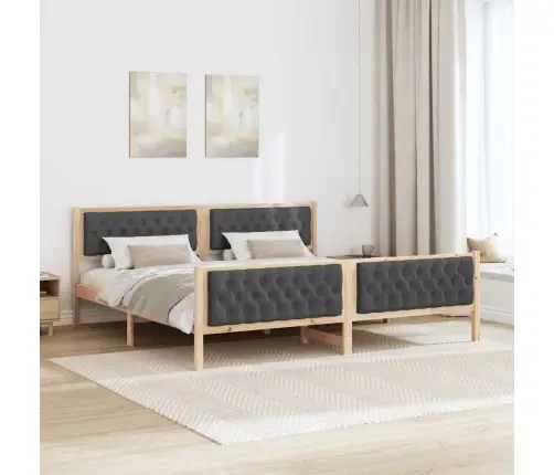 Voodi Raam Peaga Tumehall 200 X 200 Cm Tahke Mänd