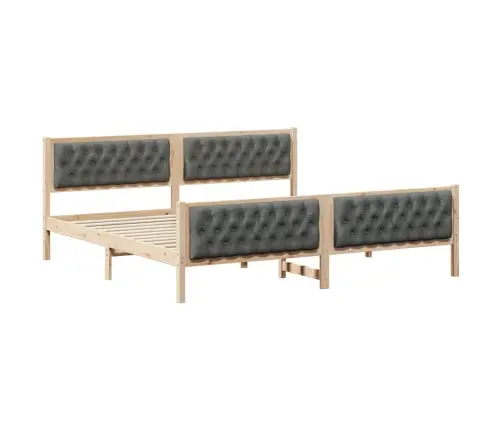 Voodi Raam Peaga Tumehall 200 X 200 Cm Tahke Mänd