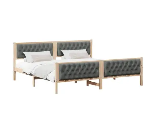 Voodi Raam Peaga Tumehall 200 X 200 Cm Tahke Mänd