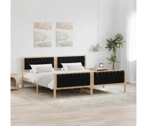 Lovos Rėmas Juoda 200 X 200 Cm Kietos Pušies Mediena