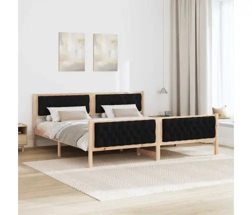 Lovos Rėmas Juoda 200 X 200 Cm Kietos Pušies Mediena