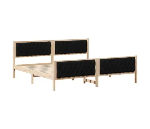 Lovos Rėmas Juoda 200 X 200 Cm Kietos Pušies Mediena