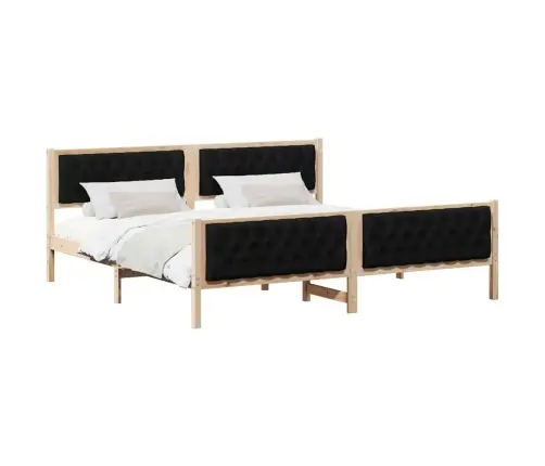 Lovos Rėmas Juoda 200 X 200 Cm Kietos Pušies Mediena