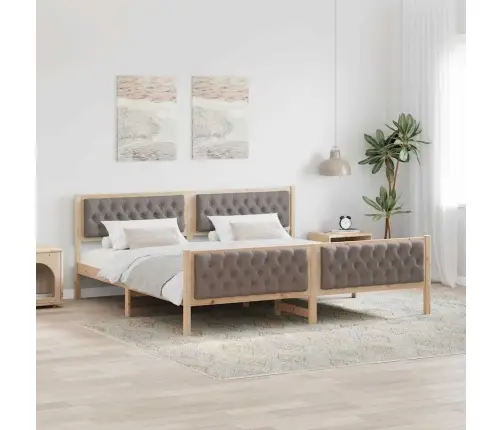 Gultas Rāmis Ar Galvas Klāju Pelēkbrūna 200 X 200 Cm Audums Vidaxl